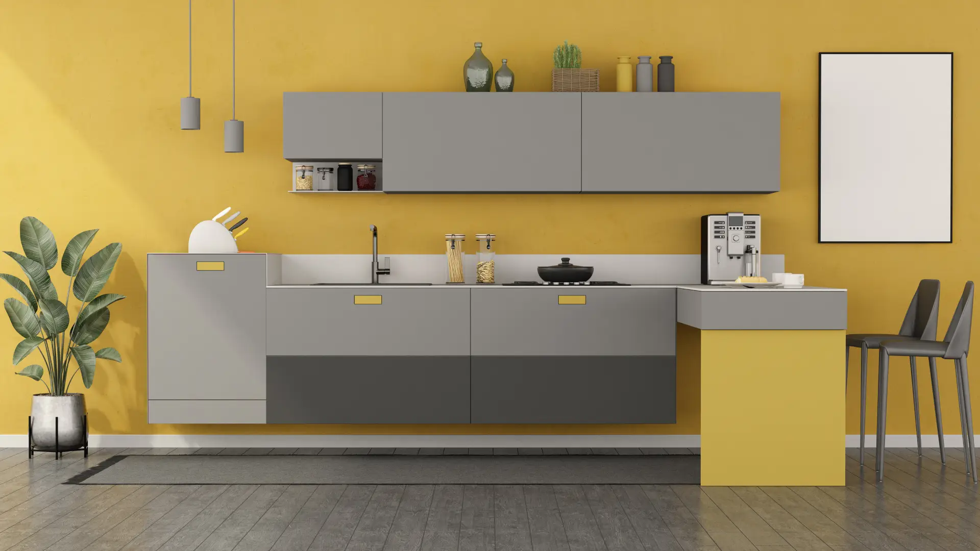 cucina isola a muro
