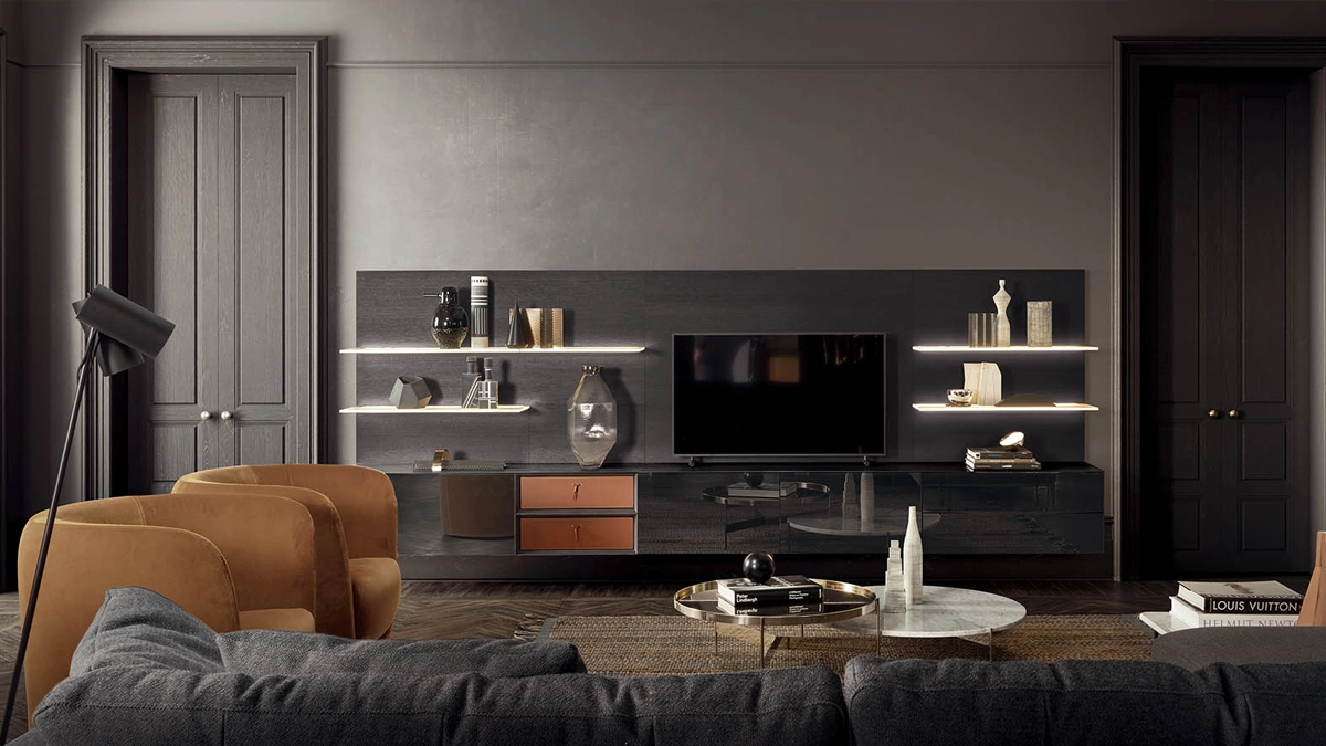 soggiorno componibile living mobili contenitori