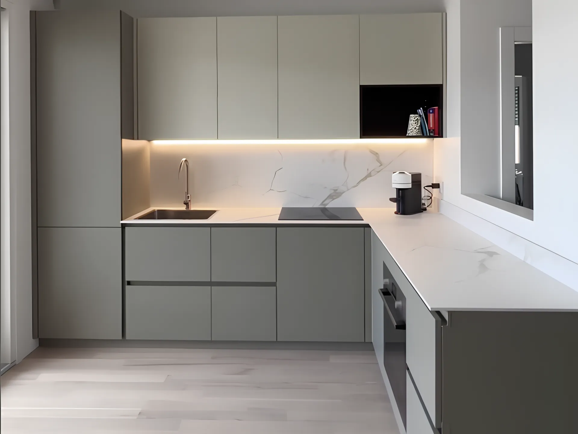 cucina angolare verde foresta