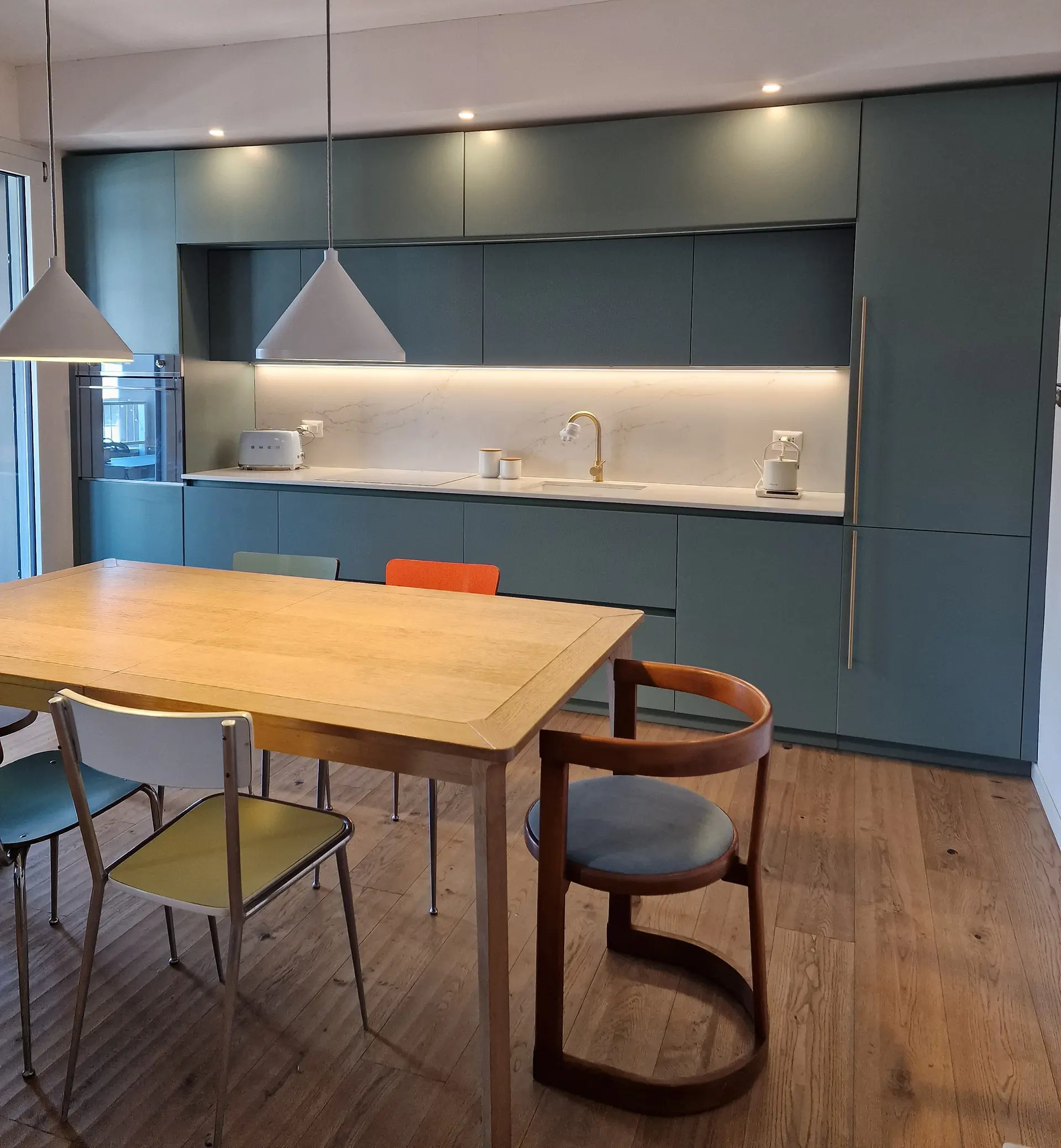 cucina moderna milano blu verde