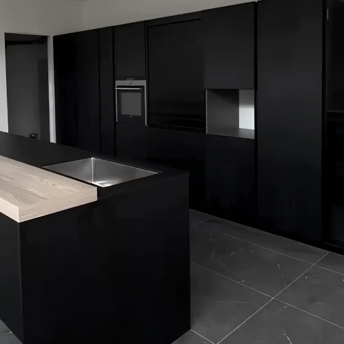 cucina nera moderna lineare